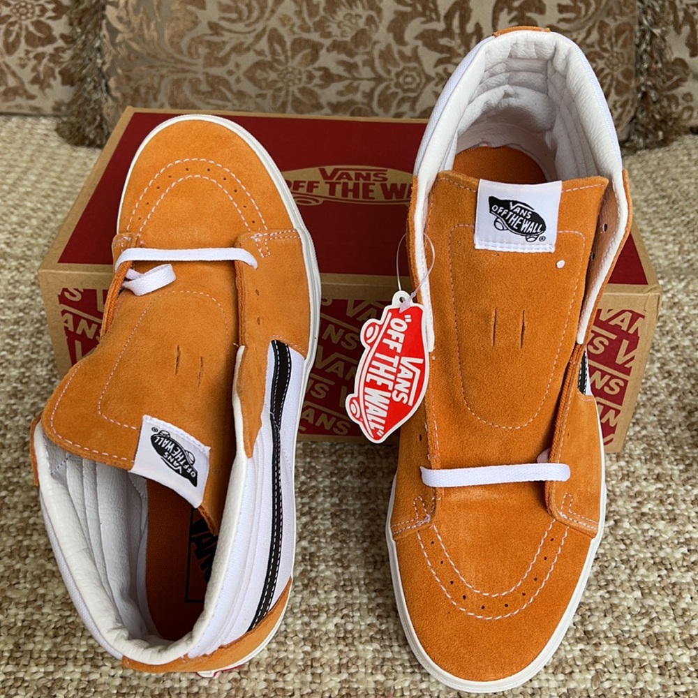 Vans Sk8-Hi Sneakers in White, Orange & Black - Picture 12 of 16